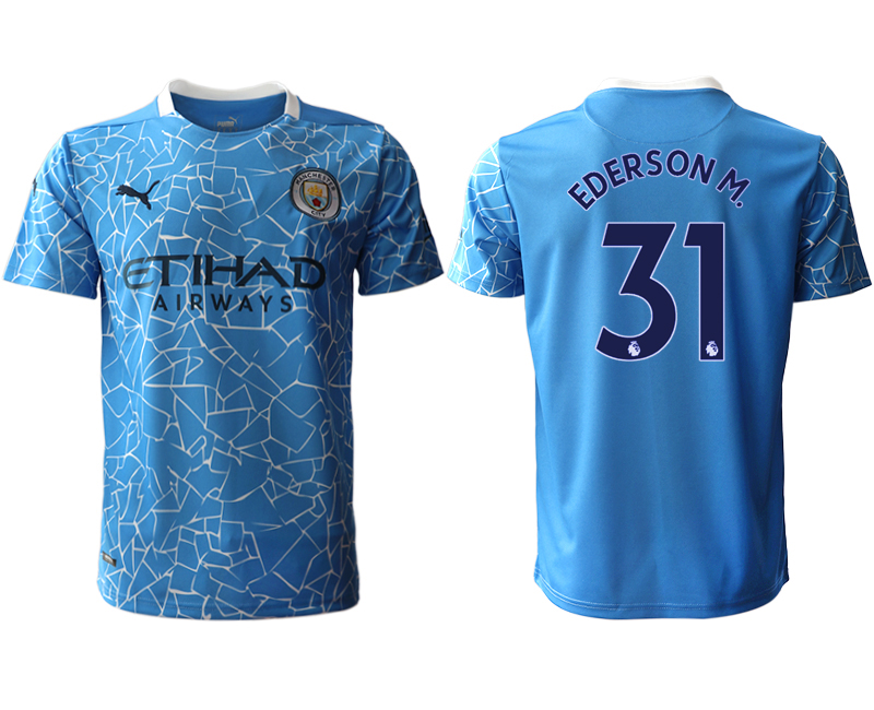 Men 2020-2021 club Manchester City home aaa version #31 blue Soccer Jerseys->manchester city jersey->Soccer Club Jersey